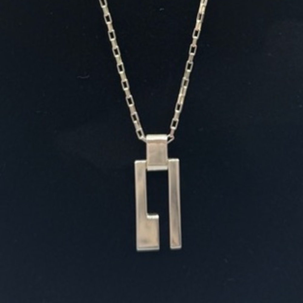 Gucci Vintage 925 Sterling Silver Modernist G Pendant Necklace 16.88 grams - Picture 1 of 10